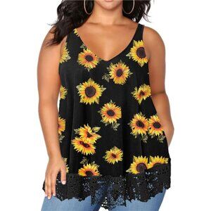 Summer Tank Tops for Women Plus Size Sleeveless V Neck Loose Fit Casual Flowy